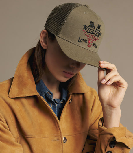 RM Williams R.M.W. Longhorn trucker cap - Dark Olive, product view 6