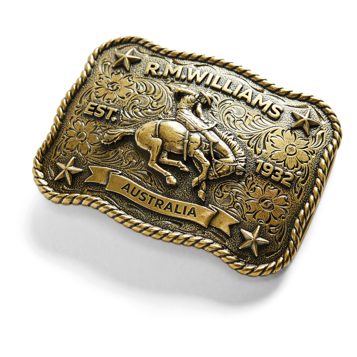RM Williams Cloudbuster trophy buckle - Antique Brass, product view 4