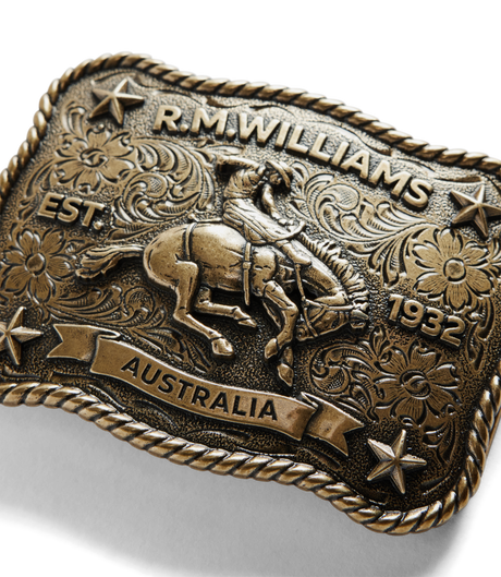 RM Williams Cloudbuster trophy buckle - Antique Brass, product view 5