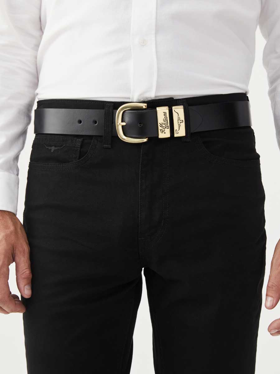 RM Williams - Leather Belt 1.5" 3 Piece Solid Hide - Brass