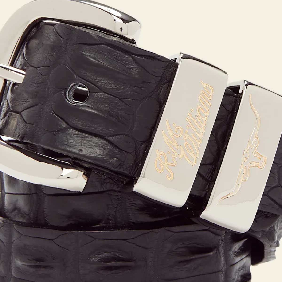 RM WILLIAMS Saltwater Crocodile Belt - Men's 1.5" - Black