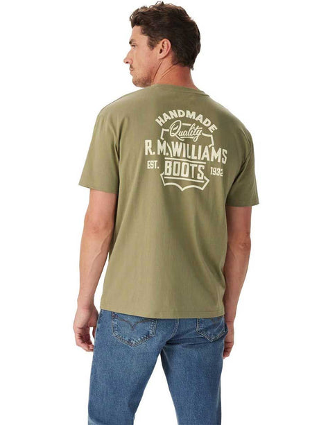 RM WILLIAMS Boots T-Shirt - Men's Crew Neck - Sage
