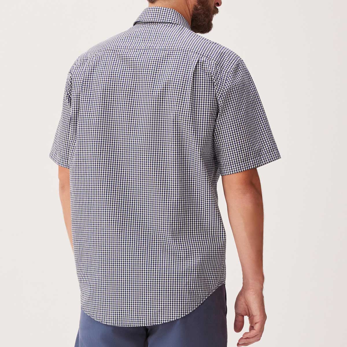 RM WILLIAMS Classic Poplin Check Short Sleeve Shirt - Men's - Navy & Charcoal