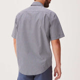 RM WILLIAMS Classic Poplin Check Short Sleeve Shirt - Men's - Navy & Charcoal