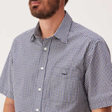 RM WILLIAMS Classic Poplin Check Short Sleeve Shirt - Men's - Navy & Charcoal
