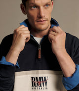 RM Williams Classic R.M.W. Quarter Zip Sweatshirt in Navy - view 4