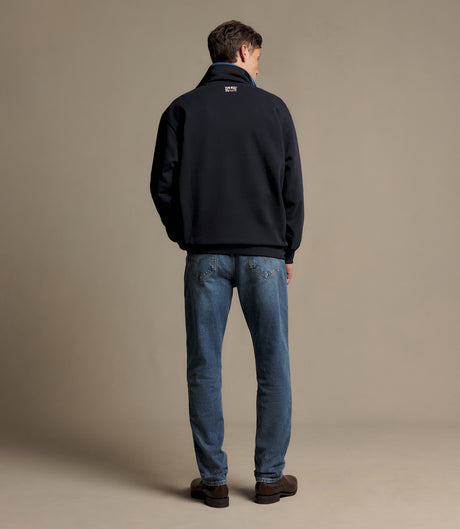 RM Williams Classic R.M.W. Quarter Zip Sweatshirt in Navy - view 5