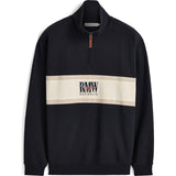 RM Williams Classic R.M.W. Quarter Zip Sweatshirt in Navy on white background