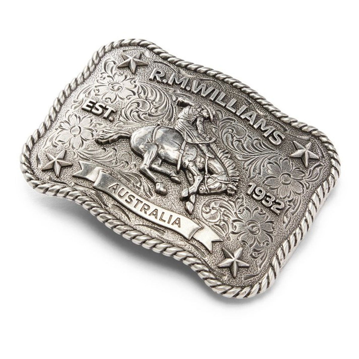 RM WILLIAMS Cloudbuster Trophy Buckle - Antique Silver