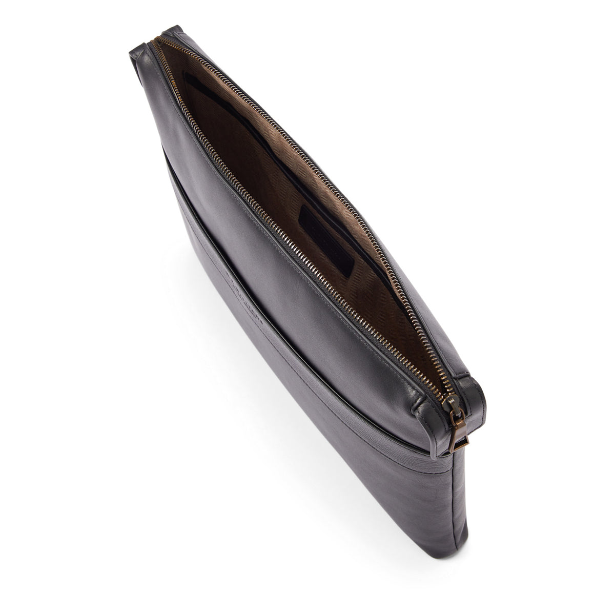 RM Williams Farrier Leather Tech Folio - Black, open top showing the interior