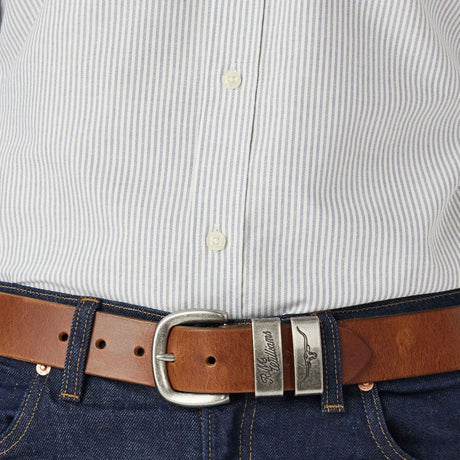RM WILLIAMS Drover 1.5" Belt - Mens - Caramel & Antique Silver