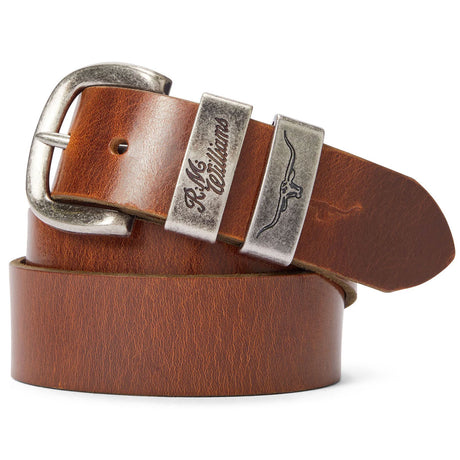 RM WILLIAMS Drover 1.5" Belt - Mens - Mid Brown & Antique Silver