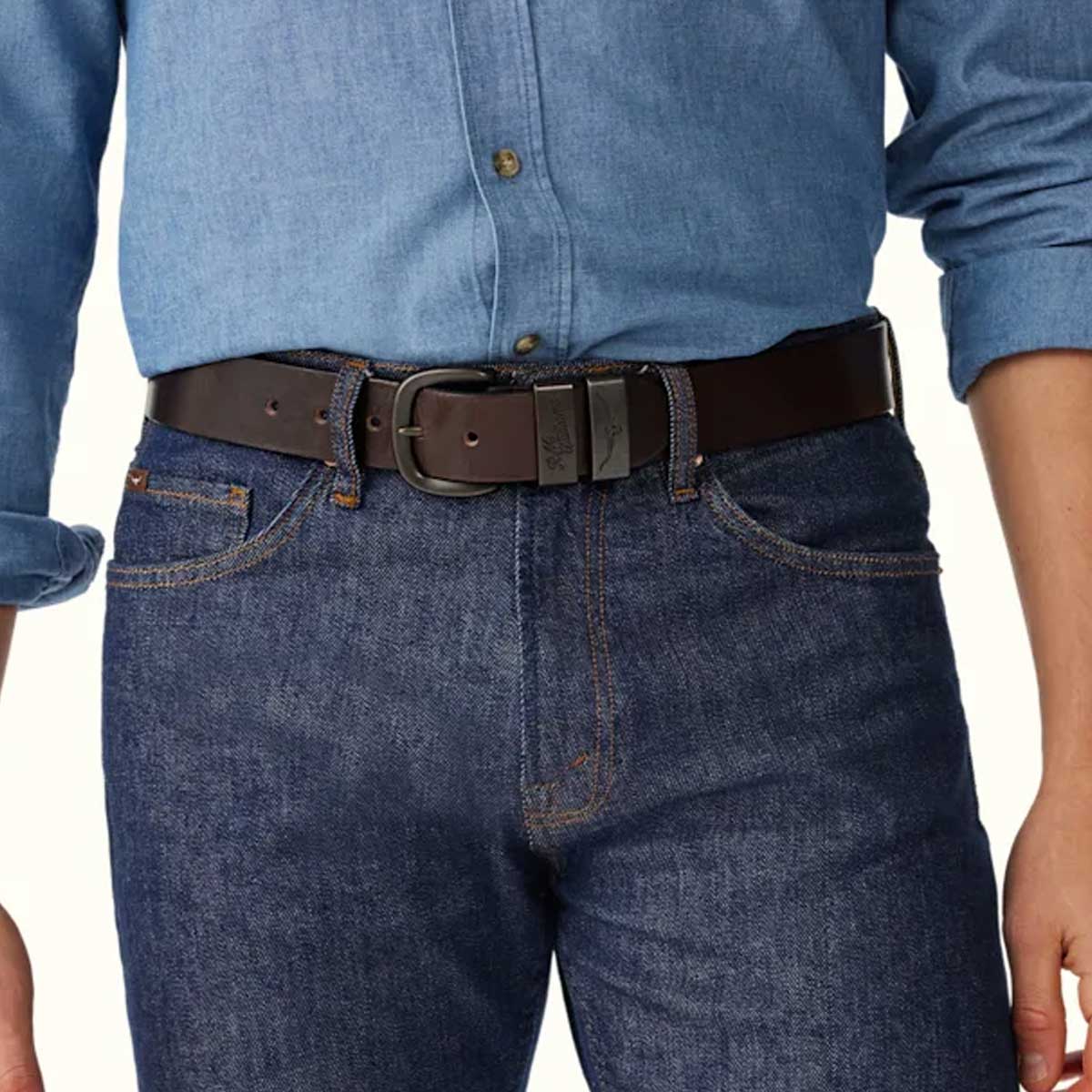 RM WILLIAMS Drover Double Butt Leather Belt 1.5" - Mens - Chestnut