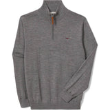 RM Williams Ernest Merino Quarter Zip Sweater in Grey Marle on white background
