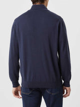 RM WILLIAMS Ernest Merino 1/4 Zip Sweater - Mens - Navy