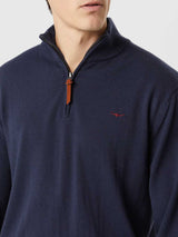 RM WILLIAMS Ernest Merino 1/4 Zip Sweater - Mens - Navy
