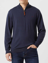 RM WILLIAMS Ernest Merino 1/4 Zip Sweater - Mens - Navy