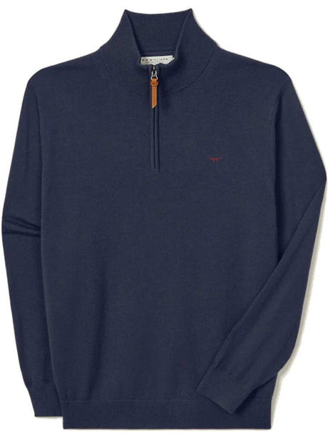 RM WILLIAMS Ernest Merino 1/4 Zip Sweater - Mens - Navy