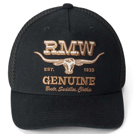 RM WILLIAMS Genuine Longhorn Trucker Cap - Mens - Washed Black