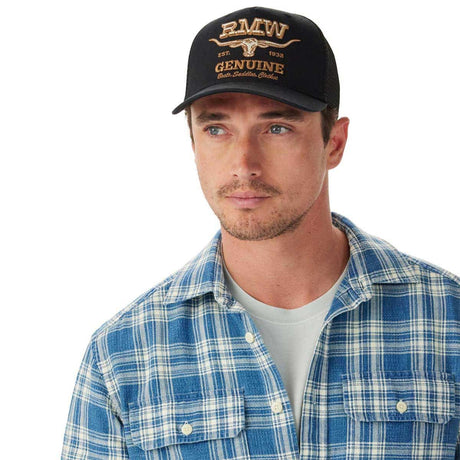 RM WILLIAMS Genuine Longhorn Trucker Cap - Mens - Washed Black