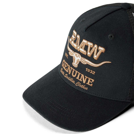 RM WILLIAMS Genuine Longhorn Trucker Cap - Mens - Washed Black