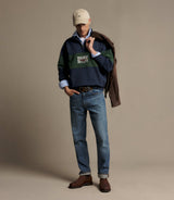 RM Williams Heritage panel quarter-zip - Worker Blue, product view 2
