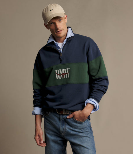 RM Williams Heritage panel quarter-zip - Worker Blue, product view 3
