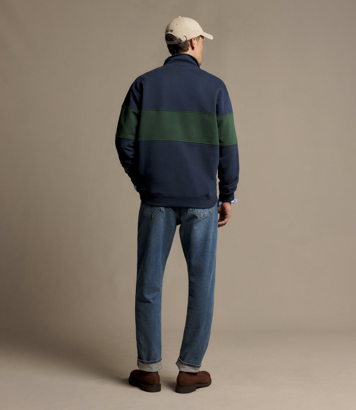 RM Williams Heritage panel quarter-zip - Worker Blue, product view 5