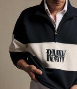 RM Williams Heritage panel quarter-zip - Navy, product view 4