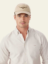 RM WILLIAMS Longhorn Twill Cap - Steers Head Logo - Ecru