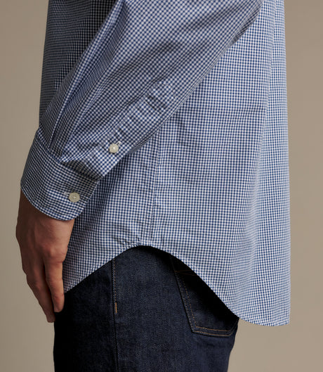 RM Williams Auburn Poplin Check Shirt in Navy White - view 4
