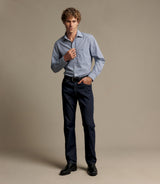 RM Williams Auburn Poplin Check Shirt in Navy White - view 2