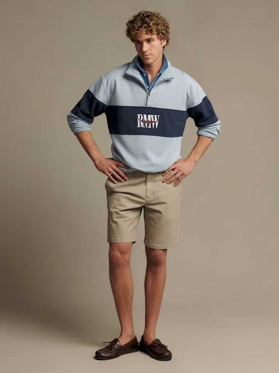 RM Williams Men's Heritage Panel Quarter-Zip Sweatshirt - Sky