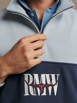 RM Williams Men's Heritage Panel Quarter-Zip Sweatshirt - Sky