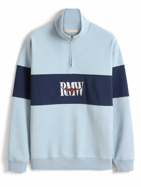 RM Williams Men's Heritage Panel Quarter-Zip Sweatshirt - Sky