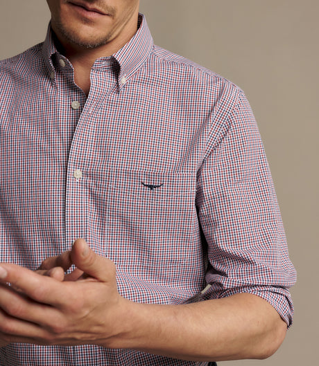 RM Williams Whyalla Poplin Check Shirt in Red - view 4