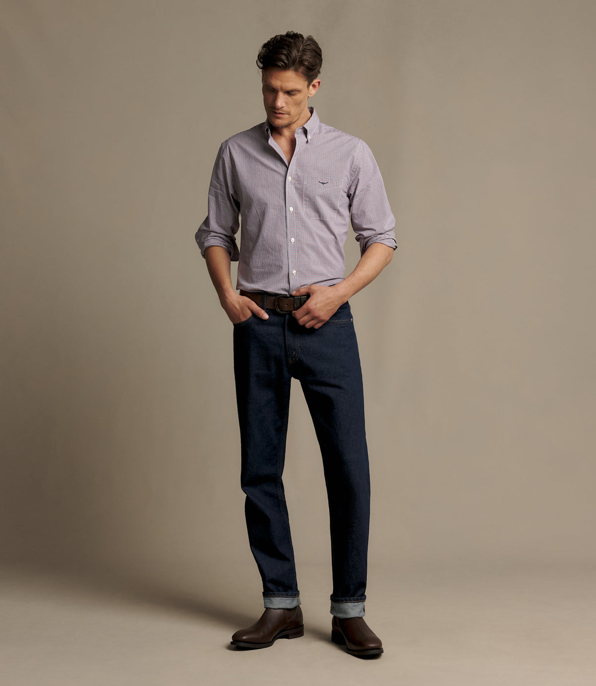 RM Williams Whyalla Poplin Check Shirt in Red - view 2