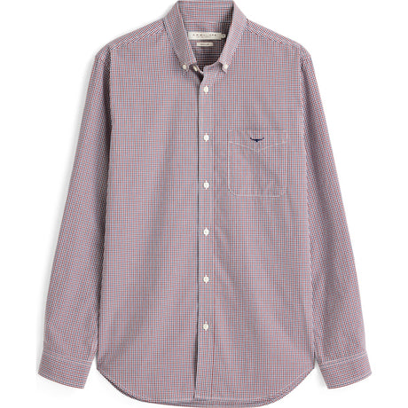 RM Williams Whyalla Poplin Check Shirt in Red on white background