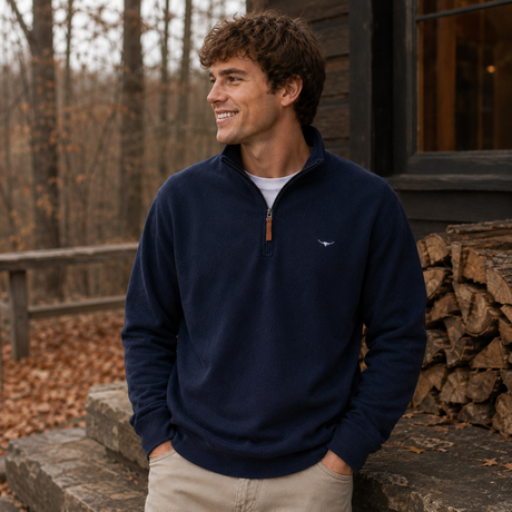 RM WILLIAMS Mulyungarie Quarter Zip Fleece - Men's - Navy