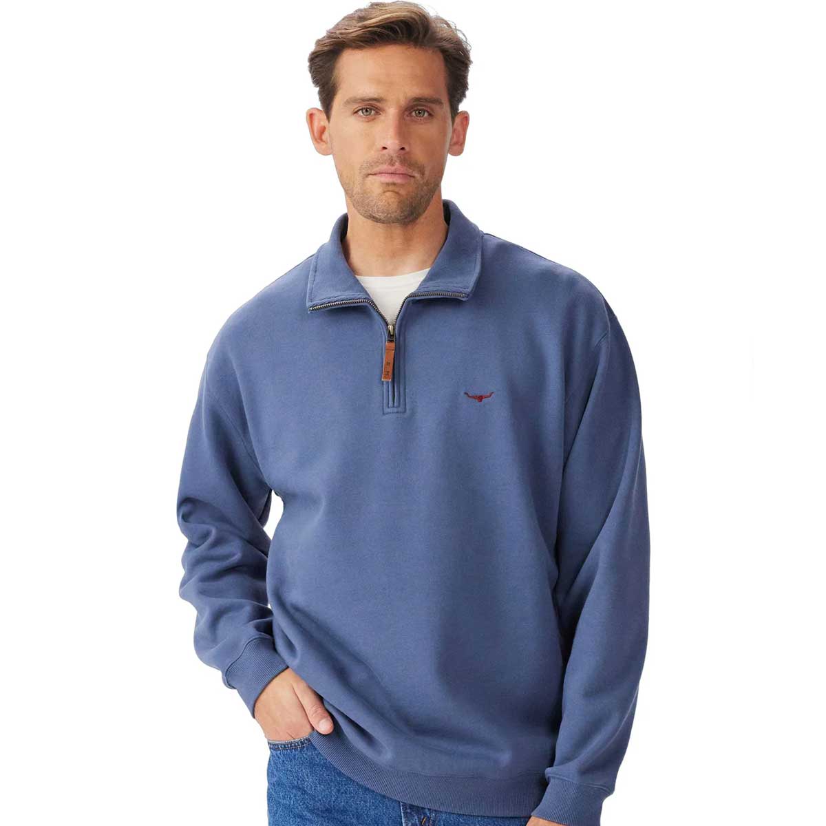 RM WILLIAMS Mulyungarie Quarter Zip Fleece - Men's - Blue