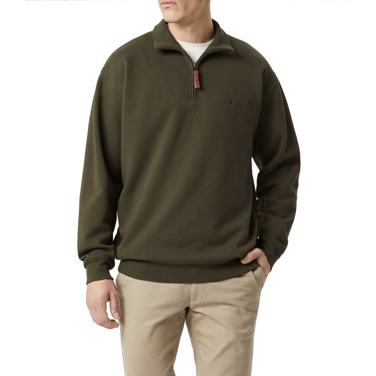 RM WILLIAMS Mulyungarie Quarter Zip Fleece - Men's - Fatigue Olive