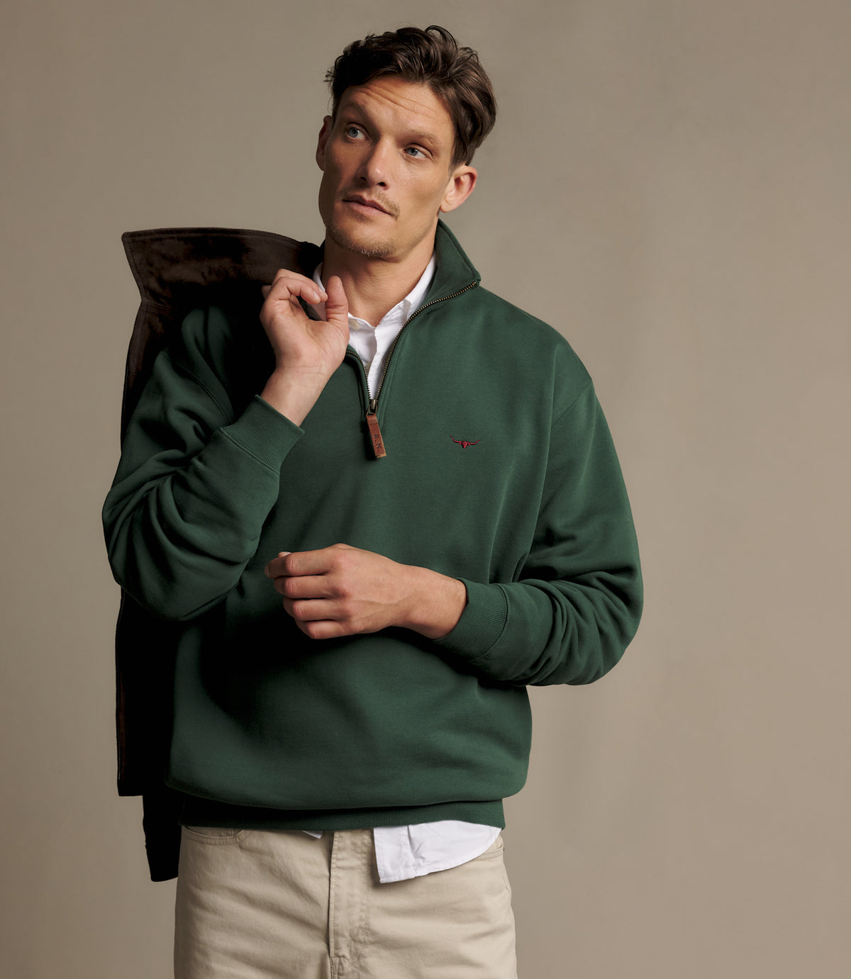 RM Williams Mulyungarie Quarter Zip Sweatshirt in Pine - view 3