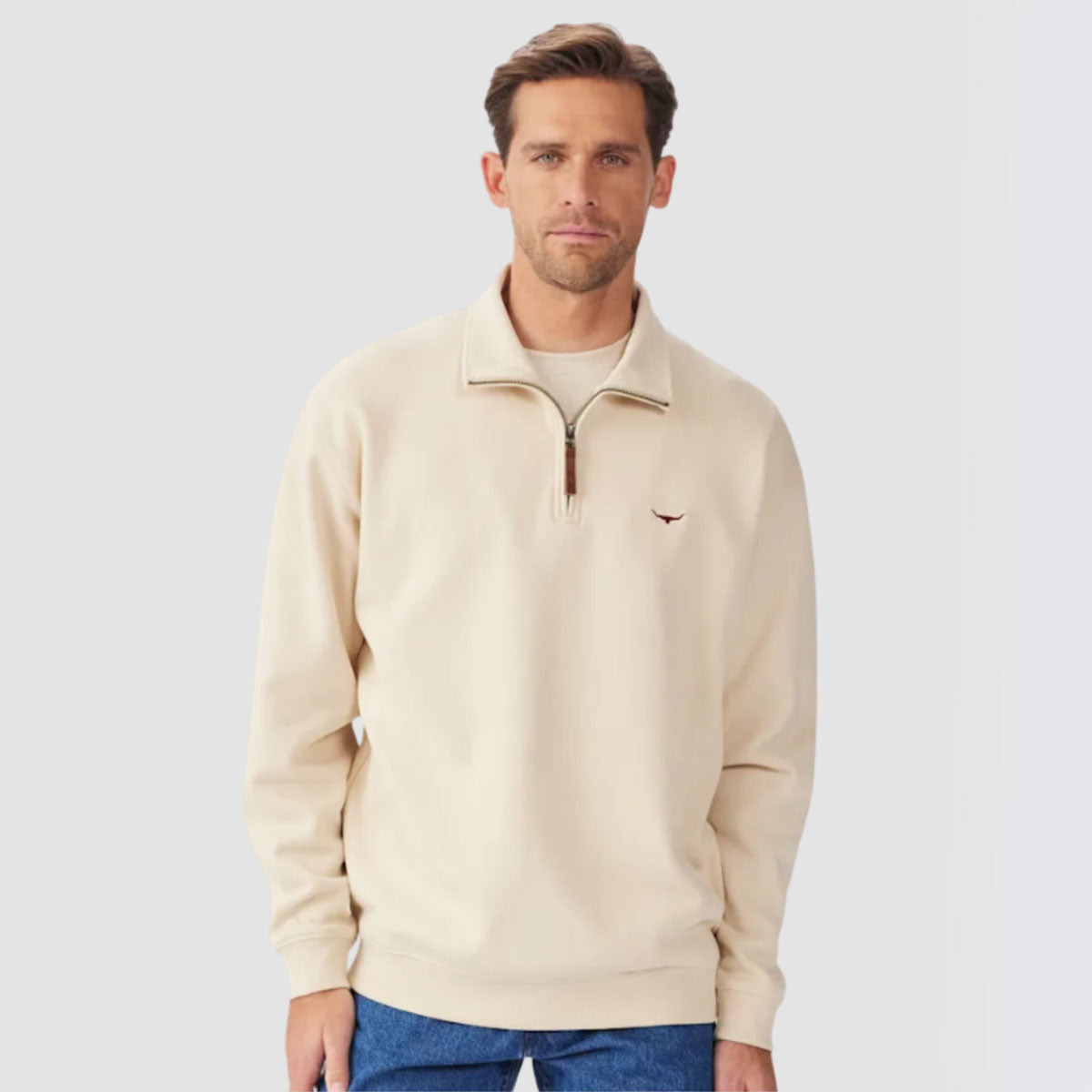 RM WILLIAMS Mulyungarie Quarter Zip Fleece - Men's - Sand