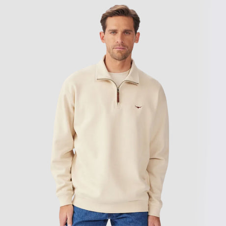 RM WILLIAMS Mulyungarie Quarter Zip Fleece - Men's - Sand