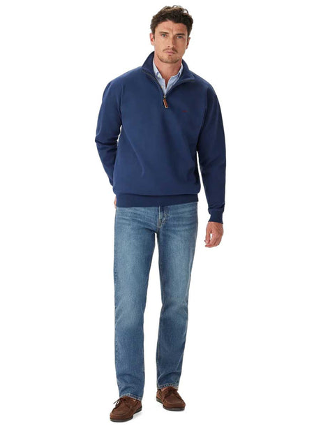 RM WILLIAMS Mulyungarie Quarter Zip Fleece - Men's - Vintage Blue