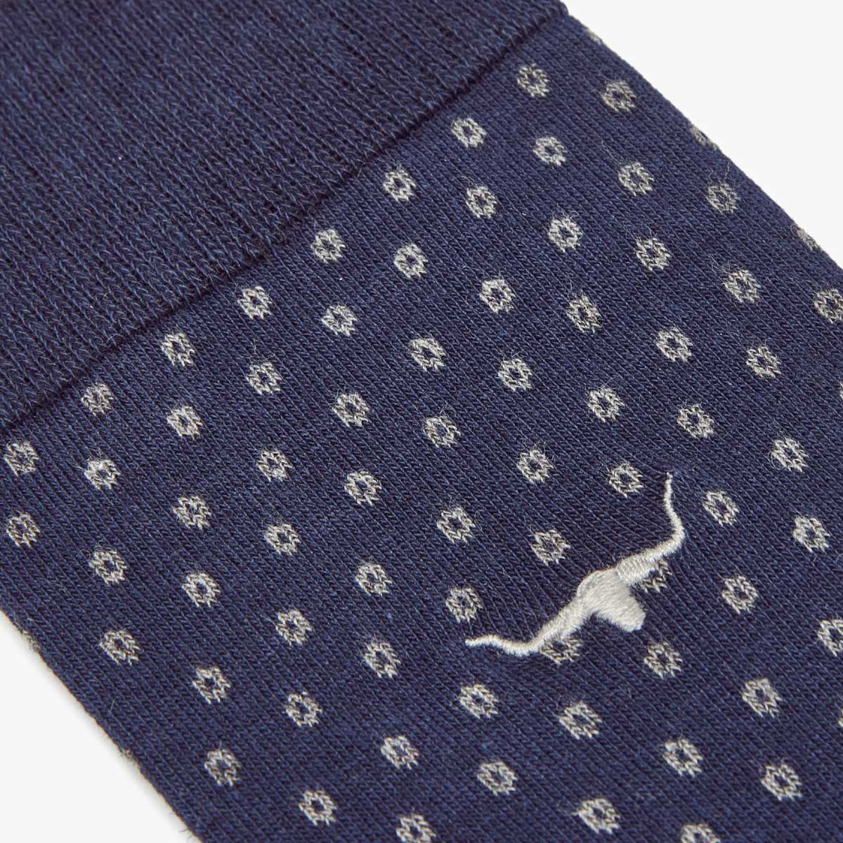RM WILLIAMS Nelson Men's Cotton Socks - Navy & Grey Spots