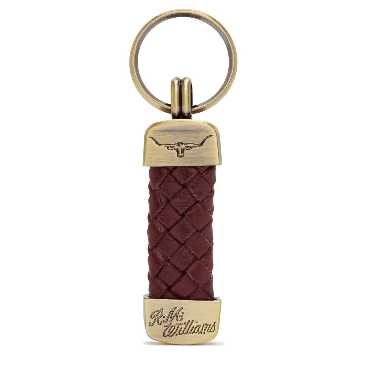 RM WILLIAMS Plaited Key Ring - Brown & Brass