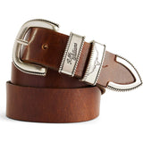 RM Williams Rope Drover Belt in Caramel on white background