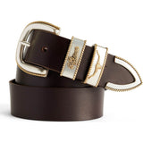 RM Williams Rope Drover Belt in Chestnut on white background
