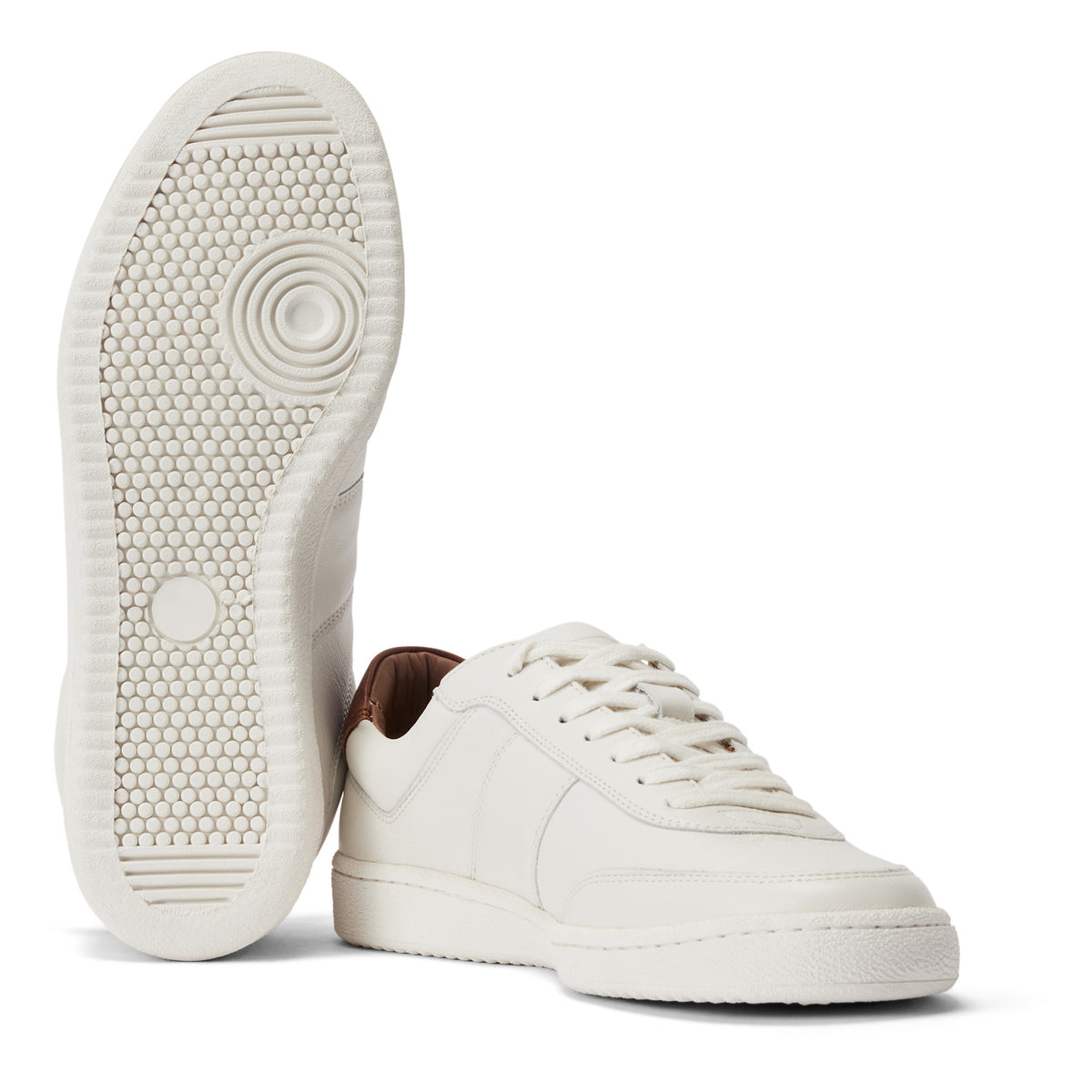 RM Williams Men's Sandbar Leather Trainers - White, rubber outsole